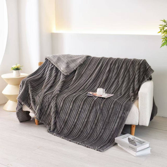 Plush Flannel Throw Blanket – Ultra Soft Ribbed Fleece, 3 Colors & 2 Sizes | Heartland Store MN