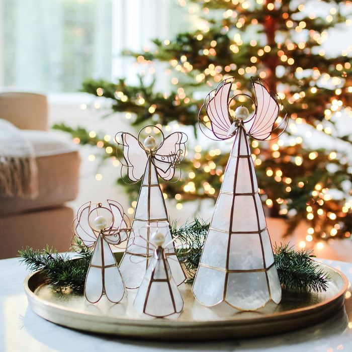 5.5" Capiz Angel Ornament with Violin Handmade in Phillippines