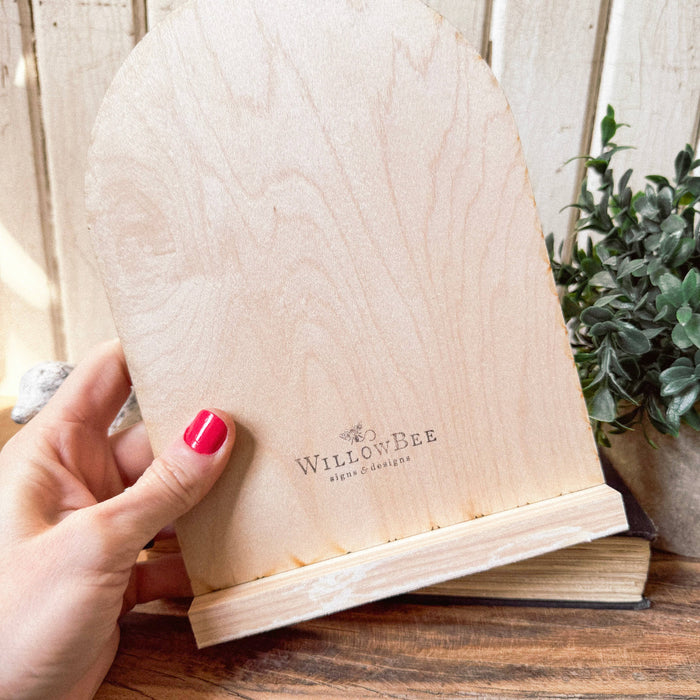 Flowers Arched Wood Sign Shelf Sitter
