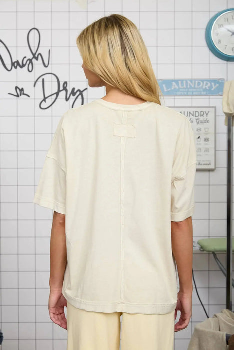 WASHED EXPOSED SEAM RELAXED KNIT T-SHIRT