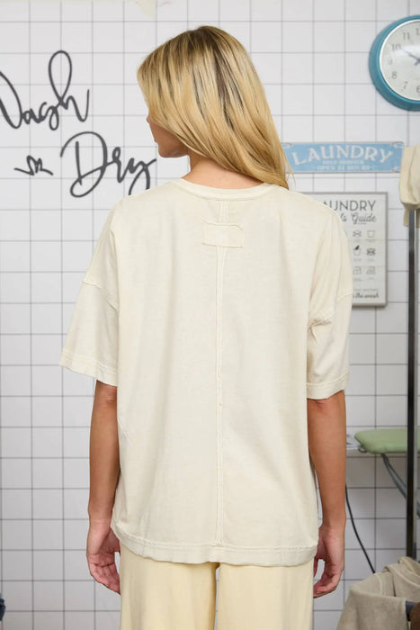 WASHED EXPOSED SEAM RELAXED KNIT T-SHIRT