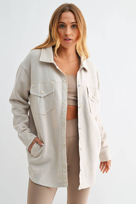 Snap-On Shacket Jacket for Women with Pockets