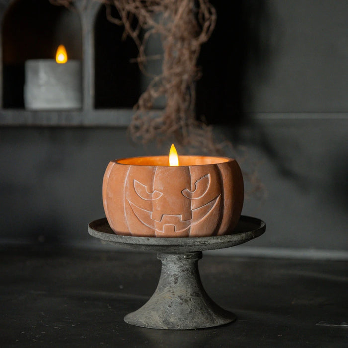 ORANGE JACK-O-LANTERN 3D FLAME 6 HOUR TIMER CANDLE- 2 SIZES