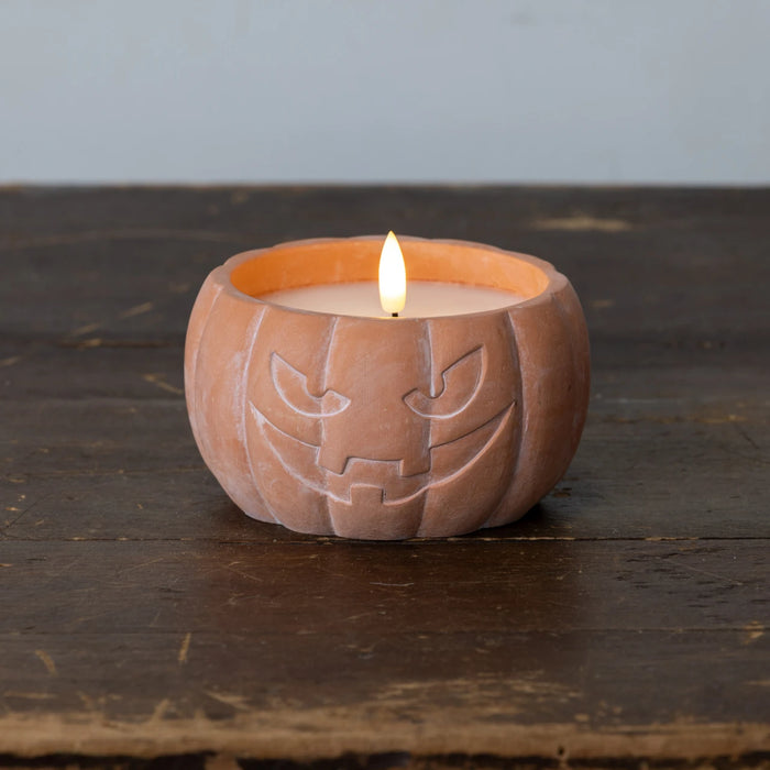 ORANGE JACK-O-LANTERN 3D FLAME 6 HOUR TIMER CANDLE- 2 SIZES