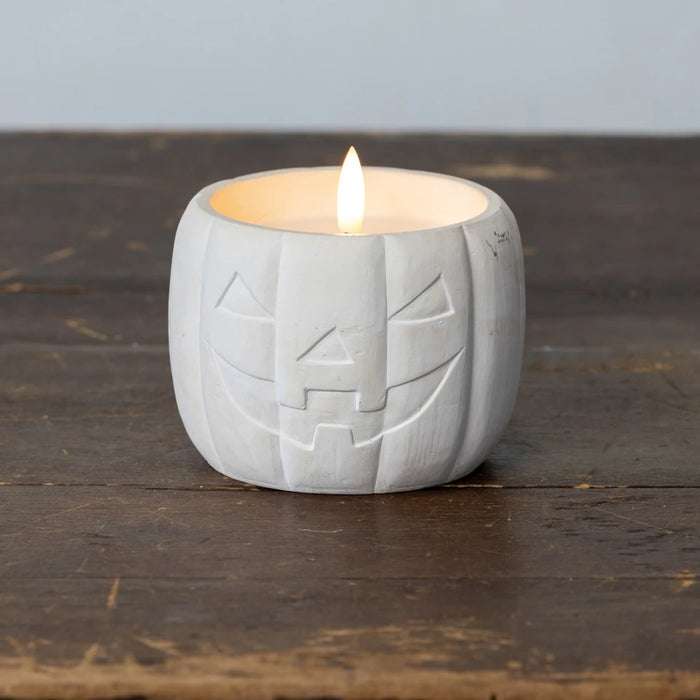 3.75" CREAM JACK-O-LANTERN 3D FLAME 6 HOUR TIMER CANDLE