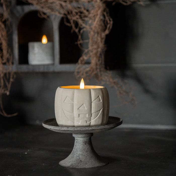 3.75" CREAM JACK-O-LANTERN 3D FLAME 6 HOUR TIMER CANDLE