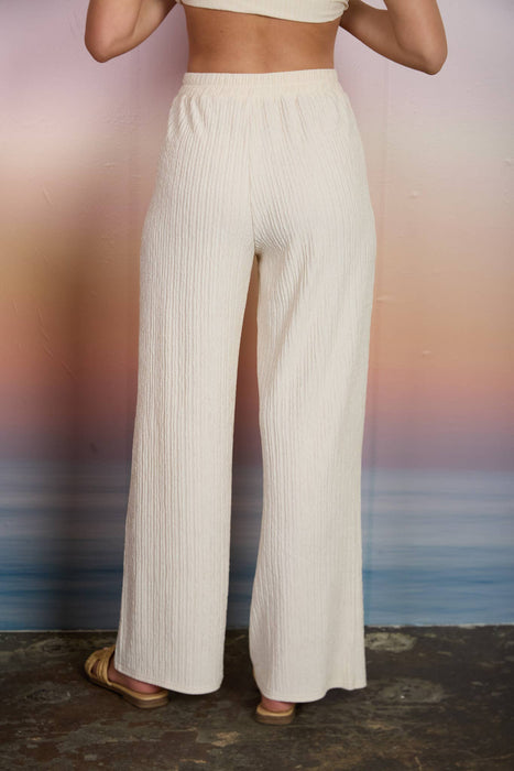 TEXTURED KNIT ELASTIC WAIST LOUNGE PANTS