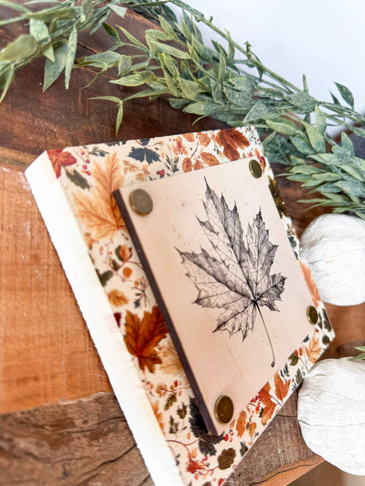 Fall Leaf Mini Wood Block