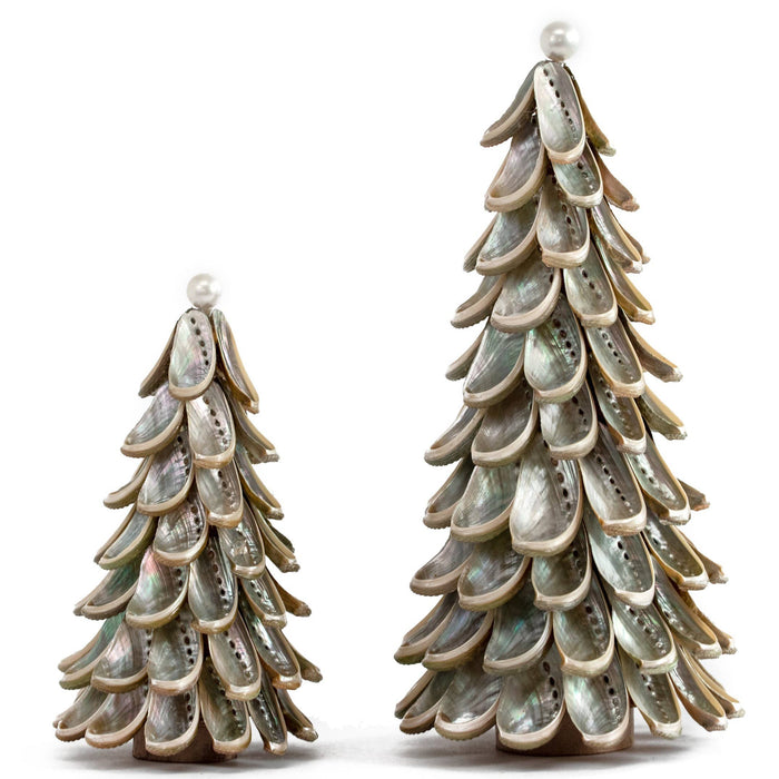 Abalone Shell Cone Tree with Pearl Topper (Natural): 8"