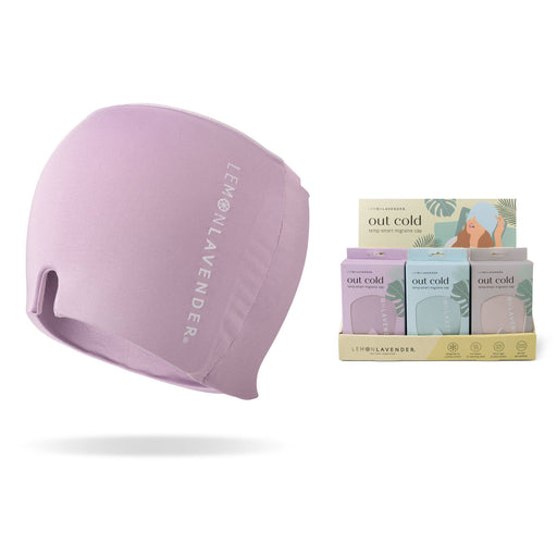 Close-up of Lemon Lavender Temp-Smart cooling cap for migraines – natural headache relief product sold in Minnesota