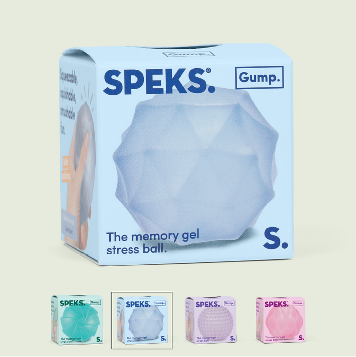 Close-up of the Memory Gel Stress Ball with soft exterior and gooey interior from Heartland Store MN