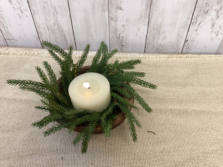 Artificial 1" Austrian Pine Candle Ring Holder