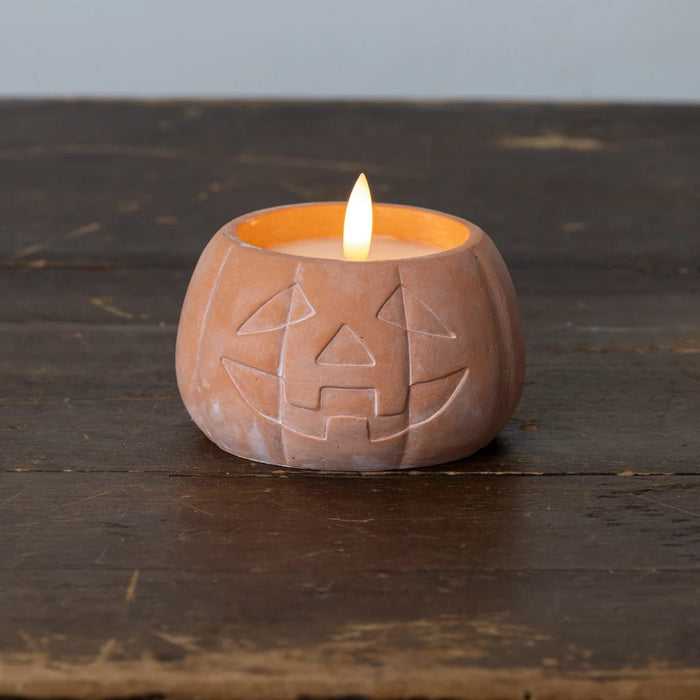 ORANGE JACK-O-LANTERN 3D FLAME 6 HOUR TIMER CANDLE- 2 SIZES