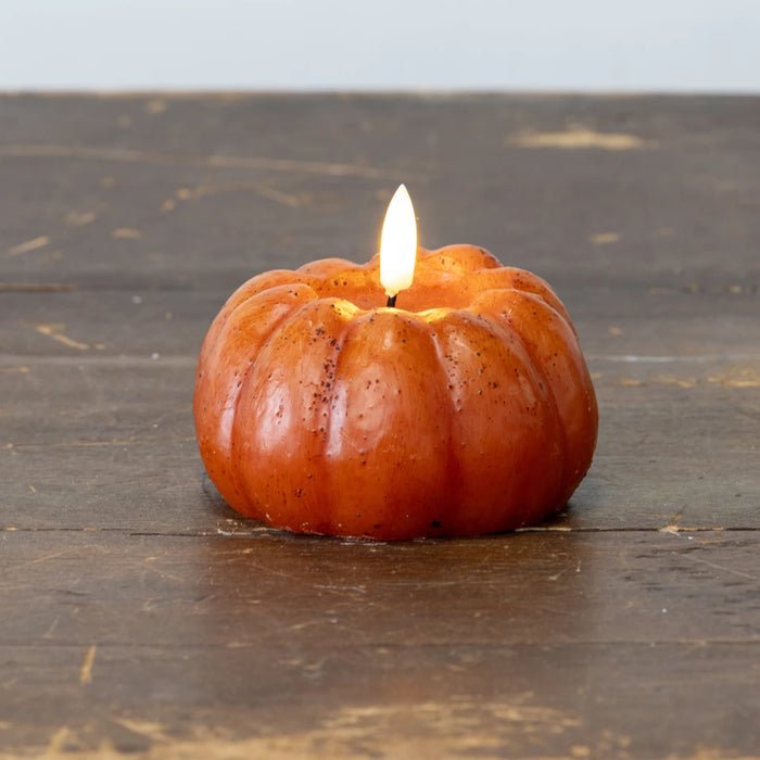 ORANGE 3D FLAME PUMPKIN 6 HOUR TIMER CANDLE- 3 SIZES