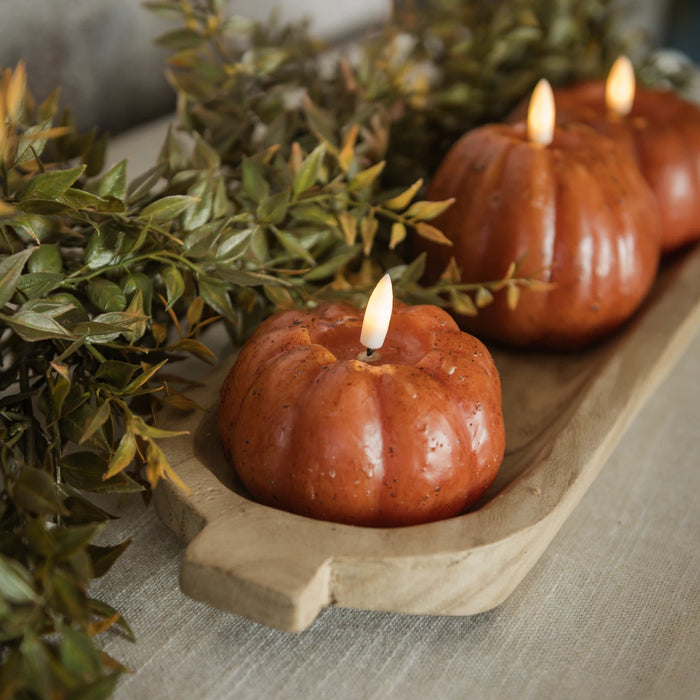 ORANGE 3D FLAME PUMPKIN 6 HOUR TIMER CANDLE- 3 SIZES