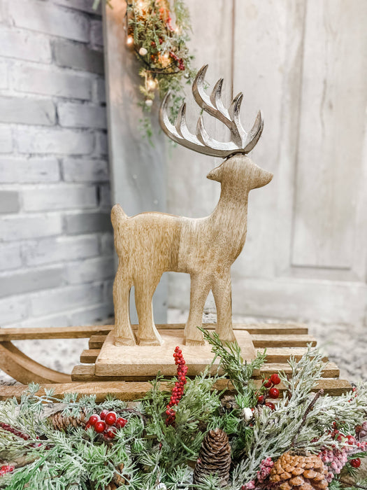 Wooden Reindeer Christmas Decor 9.5x16.5in