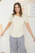 Short sleeve cotton knit top laid back casual style outfit