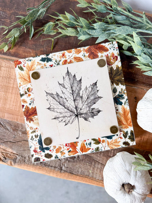 Fall Leaf Mini Wood Block