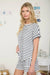 Stylish short sleeve striped knit shirt for women in a relaxed silhouette