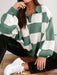 Cozy green and white geometric pullover sweater for women – Heartland Store MN