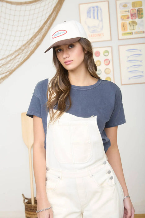Exposed Seam Raw Edge  Cotton Knit Top | Short Sleeve Round Neck Relaxed Tee | Lewiston MN Boutique