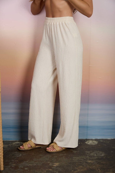TEXTURED KNIT ELASTIC WAIST LOUNGE PANTS