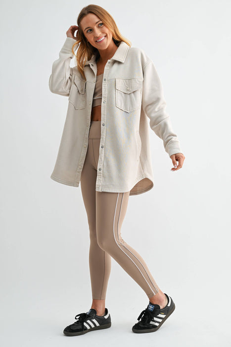 Snap-On Shacket Jacket for Women with Pockets