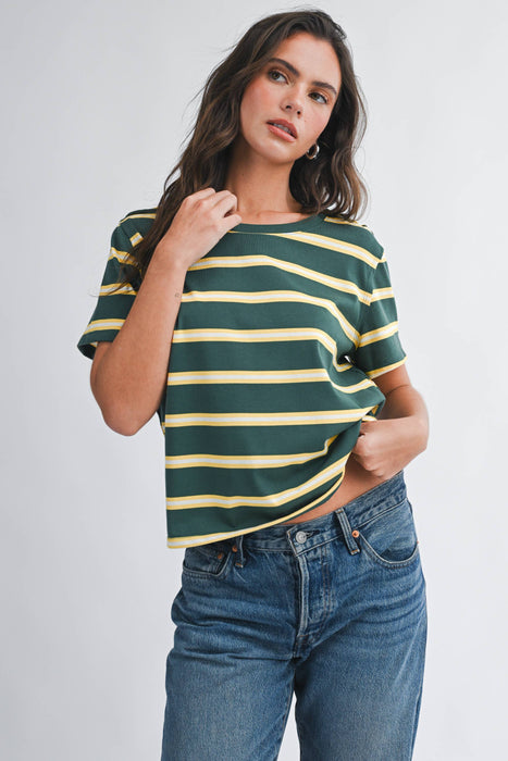 Striped Boxy Short Sleeve Tee