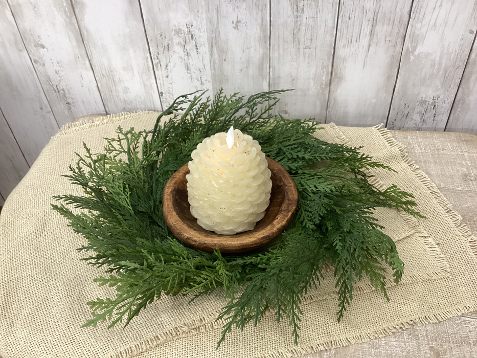 4.25" MOVING FLAME CREAM PINECONE CANDLE