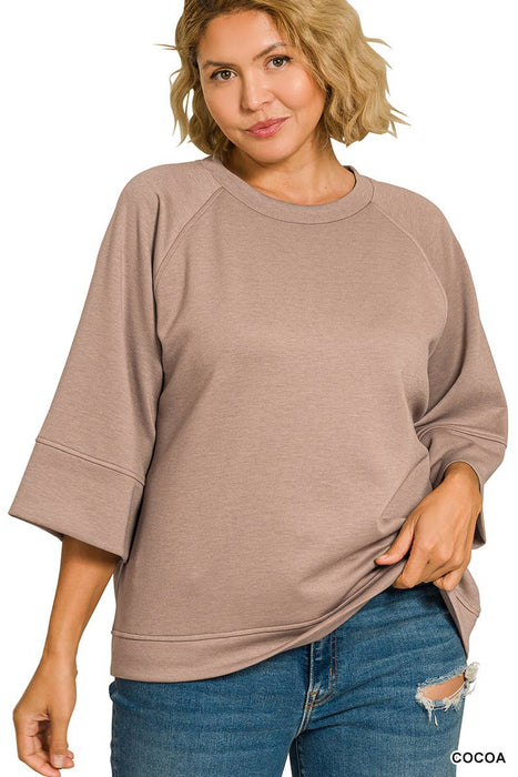 Plus Size 3/4 Sleeve Pullover Women's Shirt