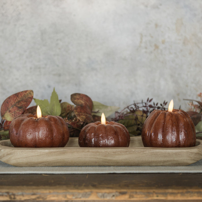 BRONZE 3D FLAME PUMPKIN 6 HOUR TIMER CANDLE