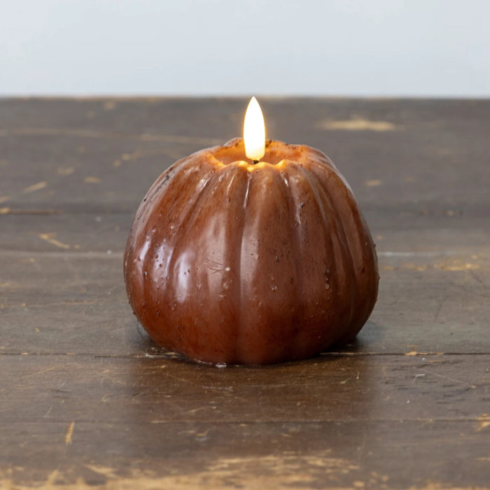 BRONZE 3D FLAME PUMPKIN 6 HOUR TIMER CANDLE
