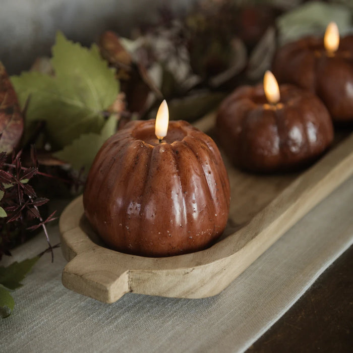 BRONZE 3D FLAME PUMPKIN 6 HOUR TIMER CANDLE