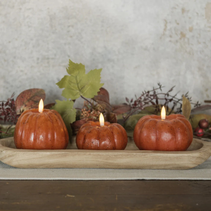 ORANGE 3D FLAME PUMPKIN 6 HOUR TIMER CANDLE- 3 SIZES