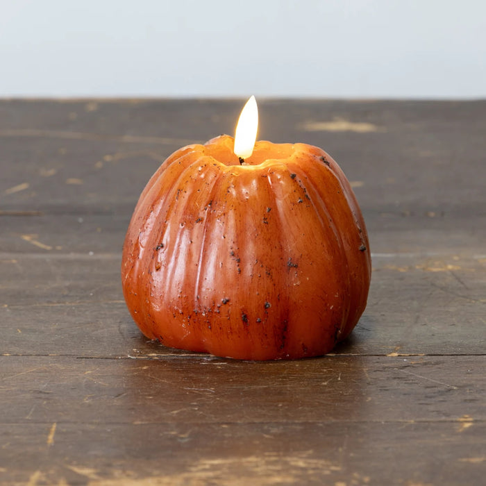 ORANGE 3D FLAME PUMPKIN 6 HOUR TIMER CANDLE- 3 SIZES