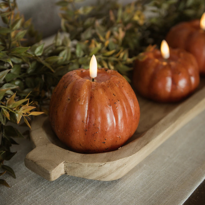 ORANGE 3D FLAME PUMPKIN 6 HOUR TIMER CANDLE- 3 SIZES