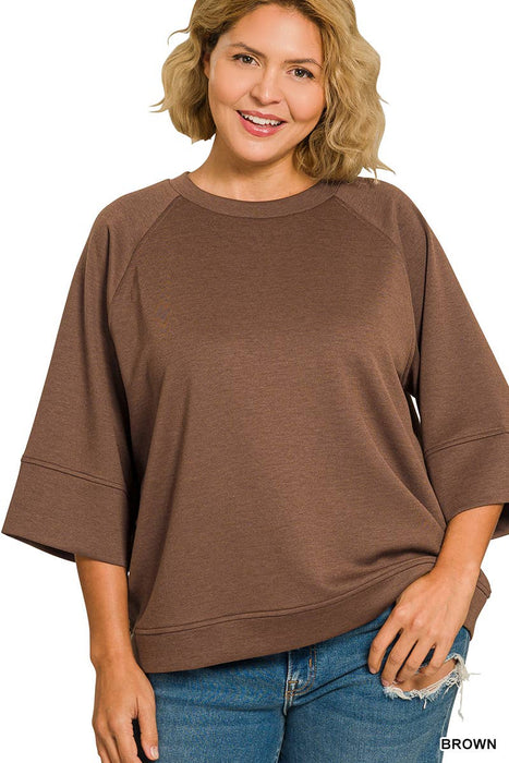 Plus Size 3/4 Sleeve Pullover Women's Shirt