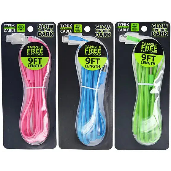 Glow in Dark USB-A to USB-C 9FT Charging Cable