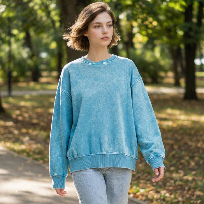 Snow Wash Fleece Pullover Sweatshirt For Women