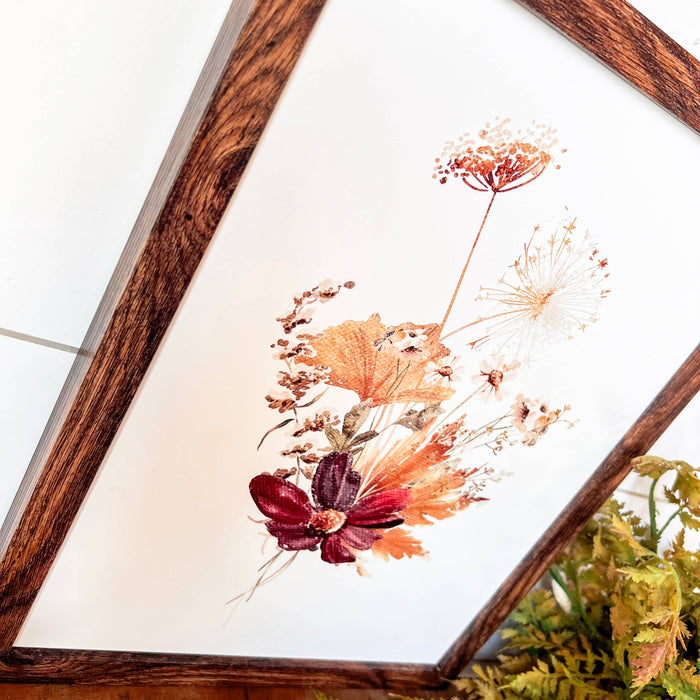 Burgundy Floral Print Wood Sign