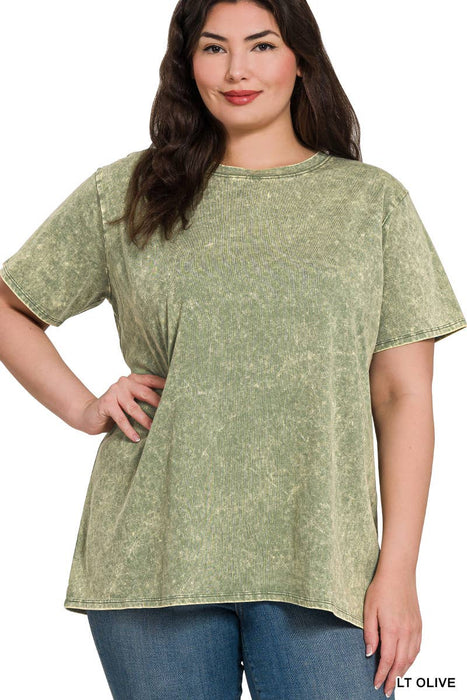 Washed Short Sleeve Top XL-3x