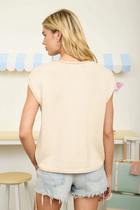 Raw Edge Sleeveless Button Down Knit Cardigan | Lightweight Top | Heartland Store MN