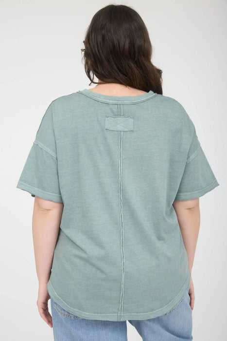 Plus size casual cotton top round neck short sleeve design
