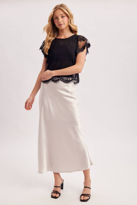 SEE-IT-THROUGH FLUTTERY SLEEVES LACE TOP WITH NO LINING