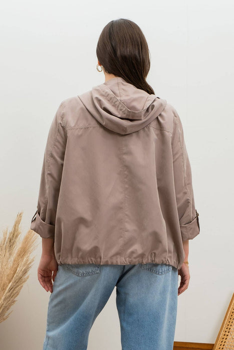 PLUS SNAP BUTTON ZIP UP HOODED JACKET