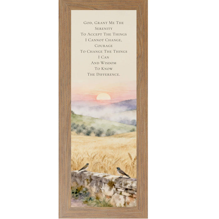 Serenity Prayer Wall Art – Tuscan Sunrise Watercolor Bluebirds Italian Landscape Christian Decor
