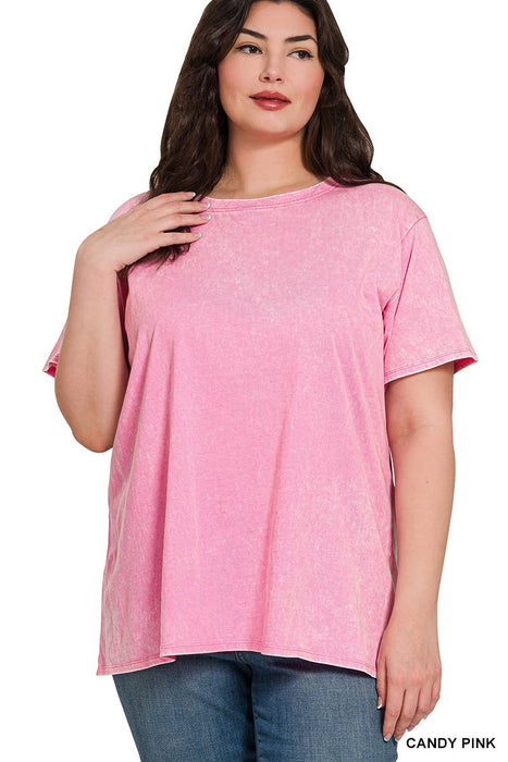 Washed Short Sleeve Top XL-3x