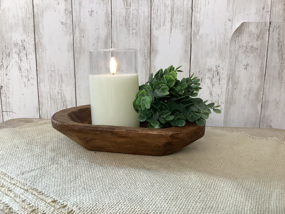 Artificial Petite Greens in wood bowl w/ Everday Collection