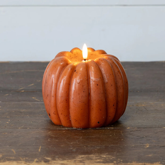 ORANGE 3D FLAME PUMPKIN 6 HOUR TIMER CANDLE- 3 SIZES