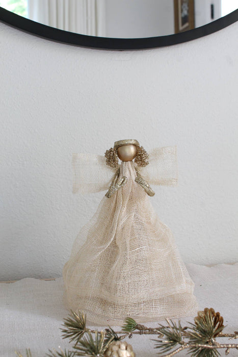 9" Tabletop Gold  Angel w/Layered Dress